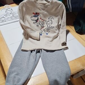 Dinosaur Graphic Top and Gray Pants Set